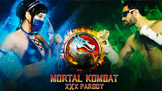 Parodia porno de Mortal Kombat. Johnny Cage se coge a Kitana. ¡FATALITY!