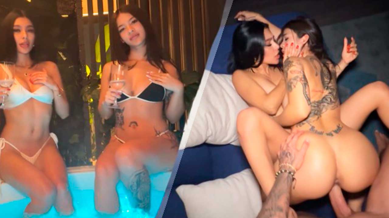 Anna Cherry7, bien viciosa, se arma un trío con su amiga Liz Mendez y su novio